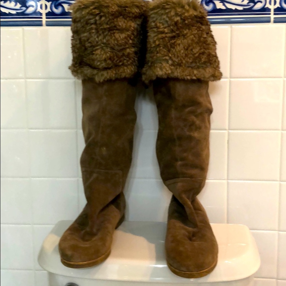 Sam Edelman tan/ fur suede boots 9
